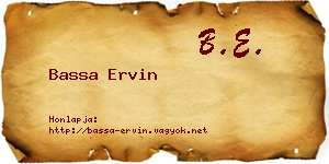 Bassa Ervin névjegykártya