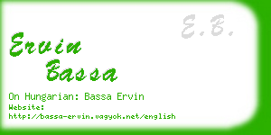 ervin bassa business card